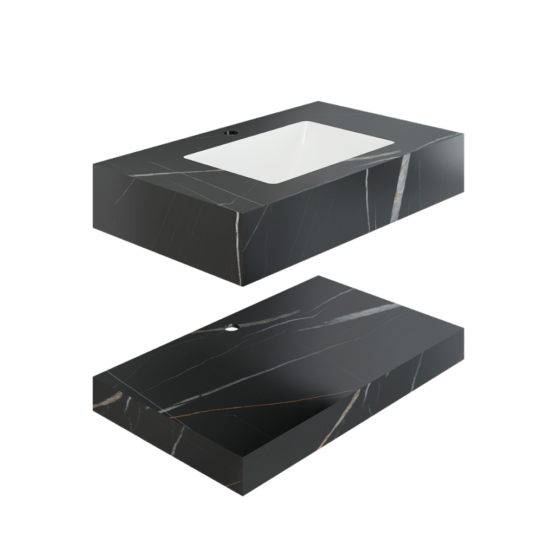 Chậu Rửa Mặt Đá 2 Tầng Viglacera S-VI11-9GP01 Kèm Lavabo Âm Bàn Màu Đen Vân Đá