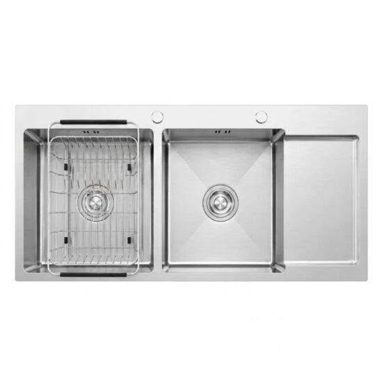 Chậu Rửa Chén Inox Caesar KSH22H100SX 2 Hộc 1000x480mm Lắp Nổi