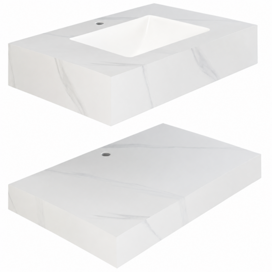 Chậu Rửa Mặt 2 Tầng Viglacera UA2-9GP01 Kèm Lavabo Âm Bàn Màu Trắng Vân Đá